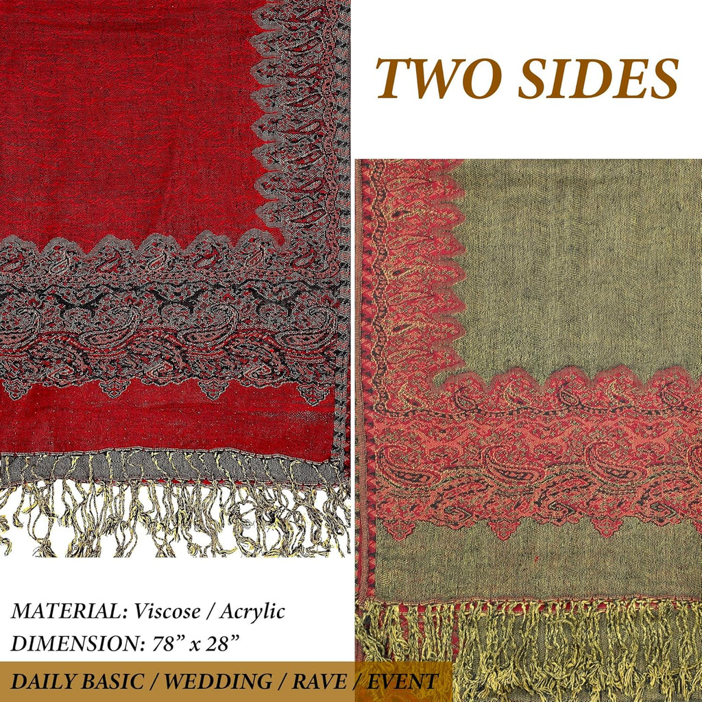 Achillea Big Paisley Pashmina Shawl Wrap for Women – Elegant Scarf for Weddings, Evening Dresses, Festivals & Daily Wear